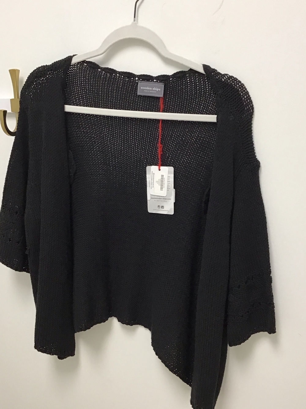 Wooden Ships calliope Black Open-Knit Draped Cardigan